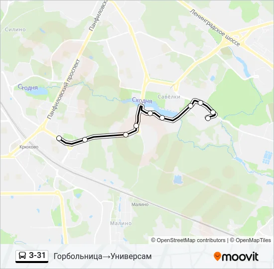 Автобус З-31: карта маршрута