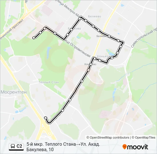 Автобус С2: карта маршрута