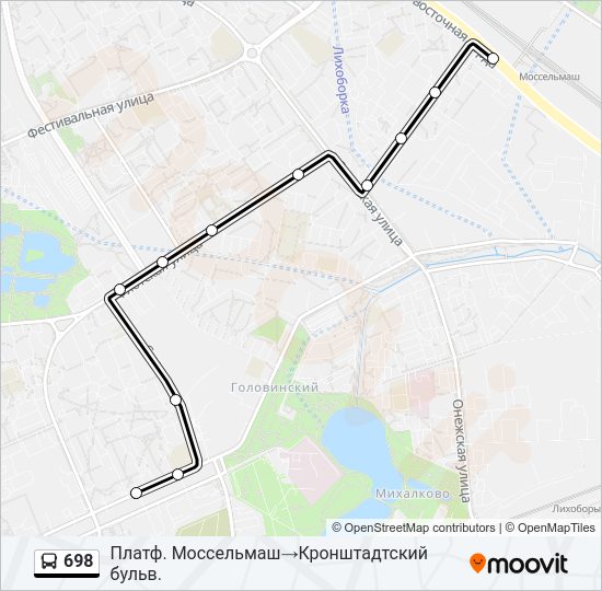 Автобус 698: карта маршрута