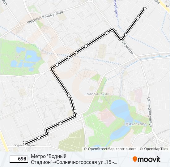Автобус 698: карта маршрута
