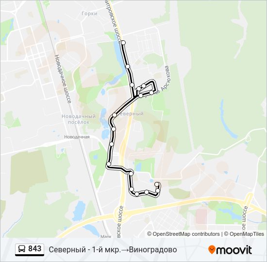 Автобус 843: карта маршрута