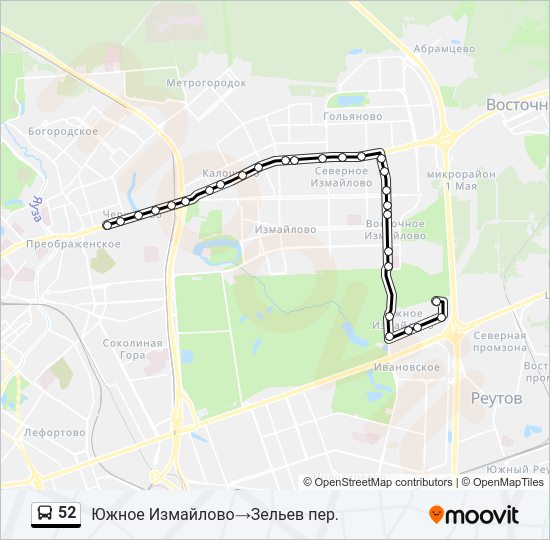 Автобус 52: карта маршрута