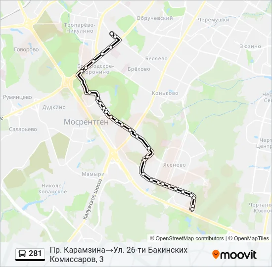 281 Bus Line Map