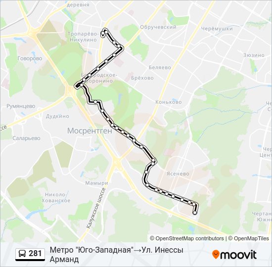 Маршрут автобуса 281 на карте СПб, расписание автобуса …