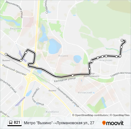 821 Bus Line Map