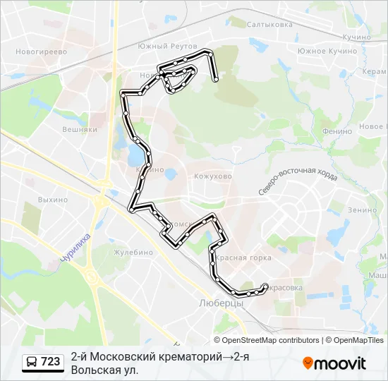 Автобус 723: карта маршрута