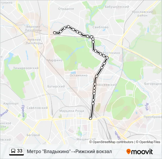 Автобус 33: карта маршрута