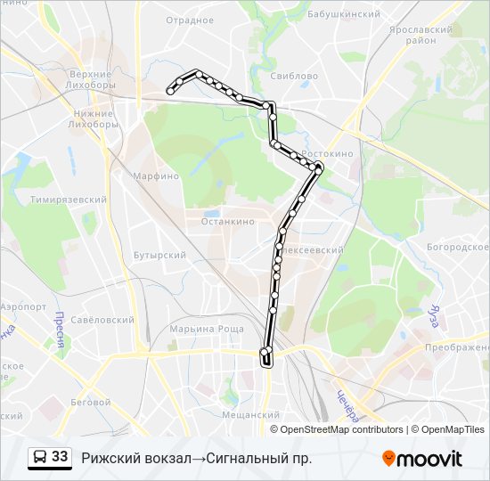 Автобус 33: карта маршрута