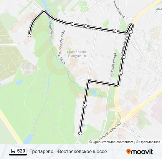 Автобус 520: карта маршрута
