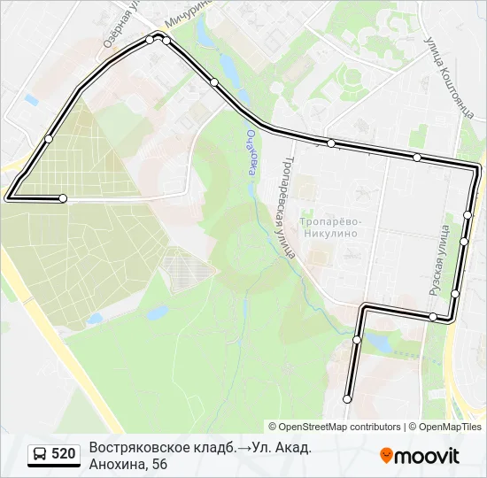 Автобус 520: карта маршрута