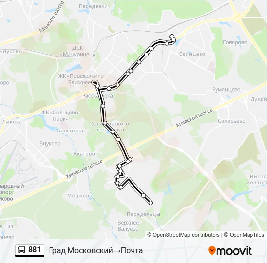 881 Bus Line Map