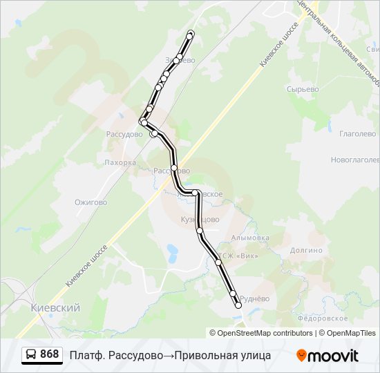 Автобус 868: карта маршрута