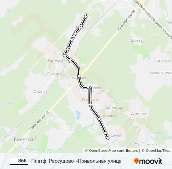 Автобус 868: карта маршрута