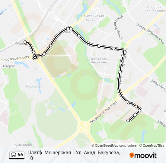 Автобус 66: карта маршрута