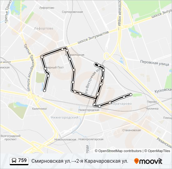 Автобус 759: карта маршрута