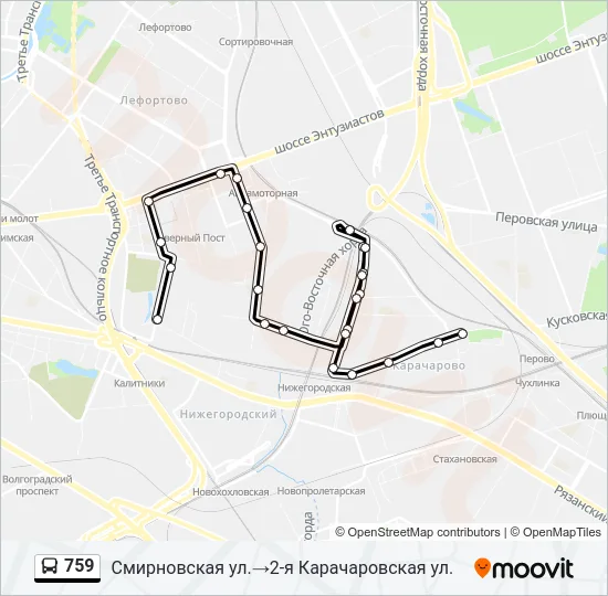 Автобус 759: карта маршрута
