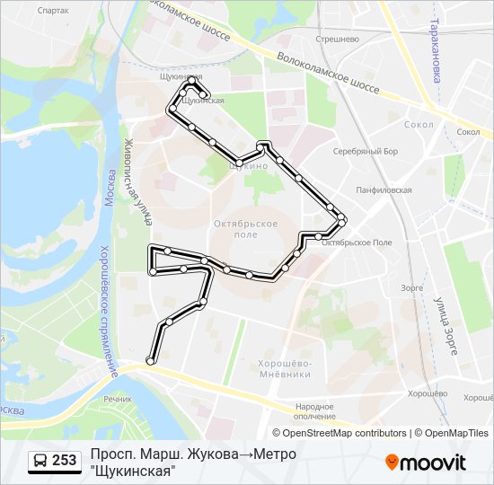 Автобус 253: карта маршрута