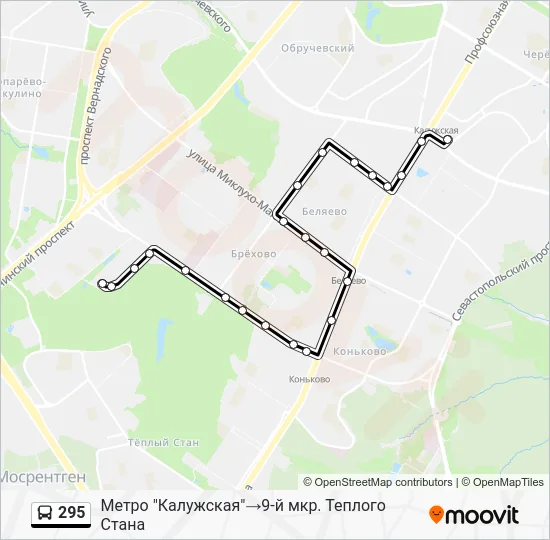 Автобус 295: карта маршрута
