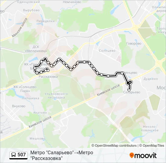 Автобус 507: карта маршрута