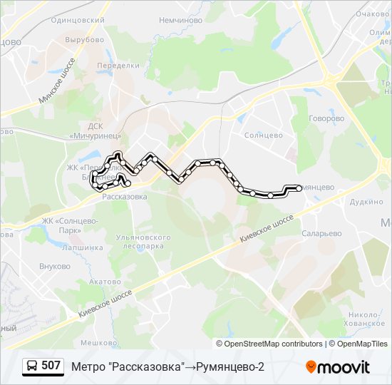Автобус 507: карта маршрута