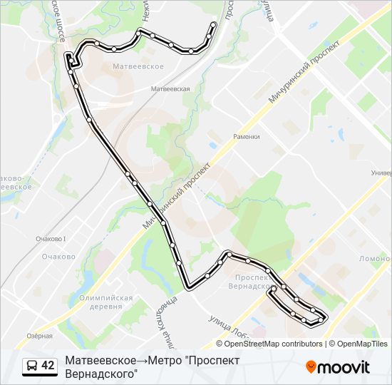 Автобус 42: карта маршрута