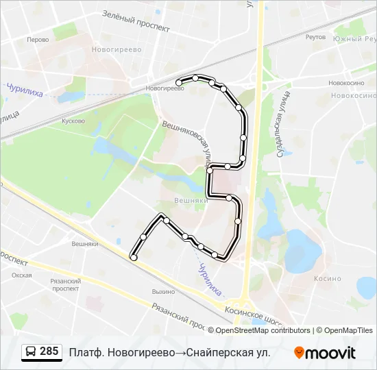 285 Bus Line Map