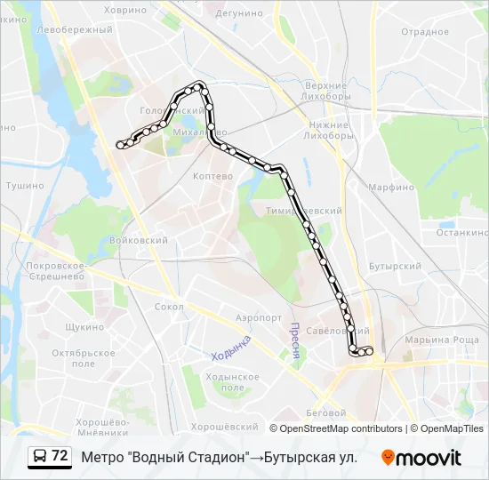 72 Bus Line Map