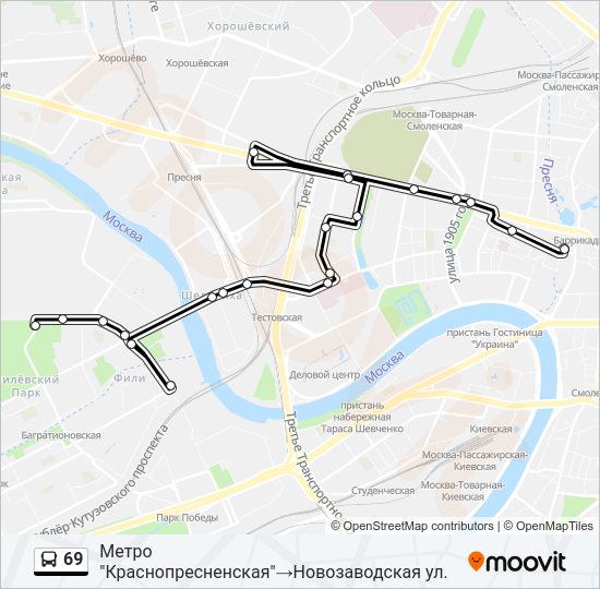 Автобус 69: карта маршрута