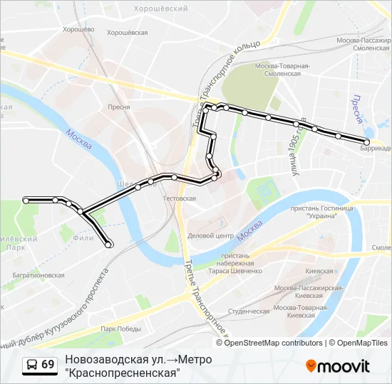 Автобус 69: карта маршрута
