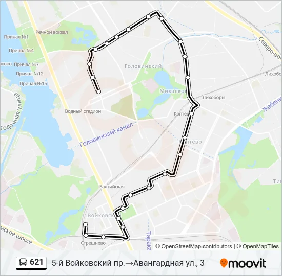 621 Bus Line Map