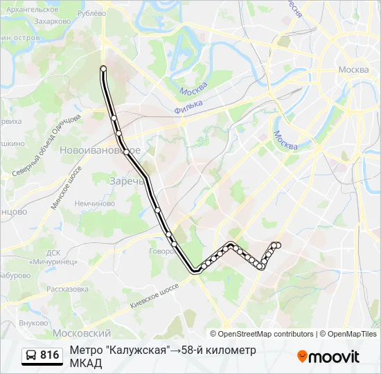 Автобус 816: карта маршрута