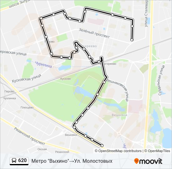 Автобус 620: карта маршрута