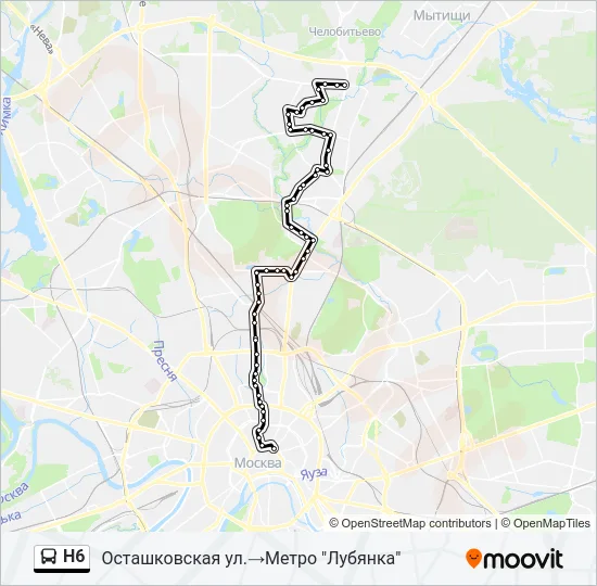 Автобус Н6: карта маршрута