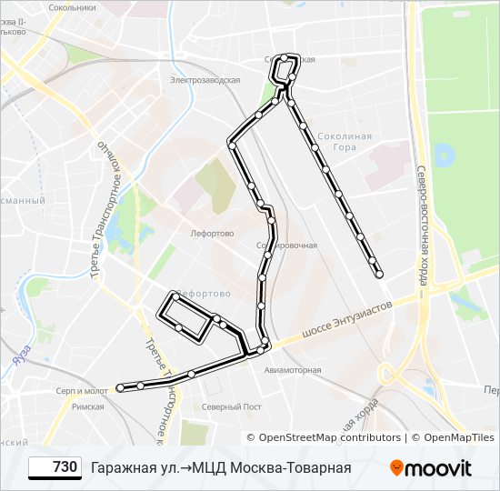 Автобус 730: карта маршрута