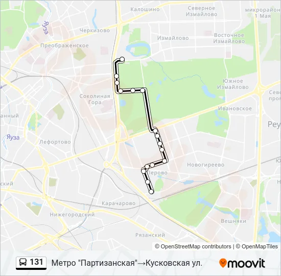 Автобус 131: карта маршрута