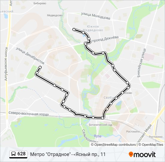 Автобус 628: карта маршрута