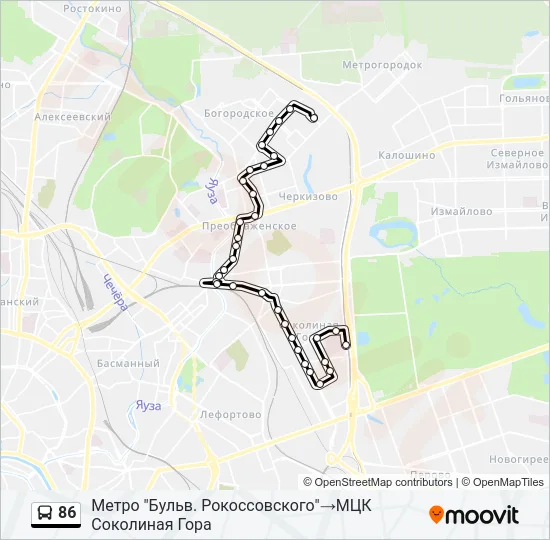 Автобус 86: карта маршрута