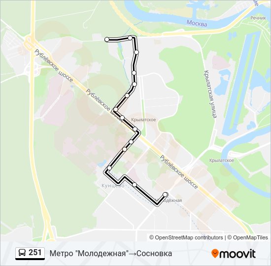 Автобус 251: карта маршрута