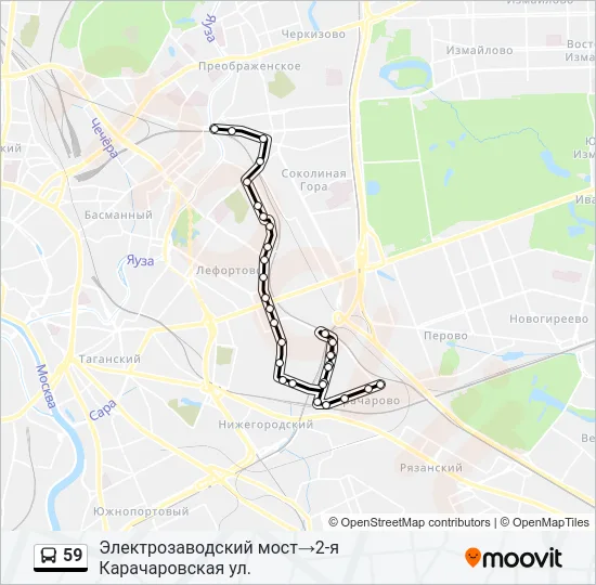 Автобус 59: карта маршрута