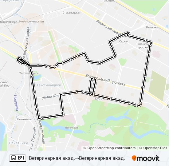 Автобус ВЧ: карта маршрута