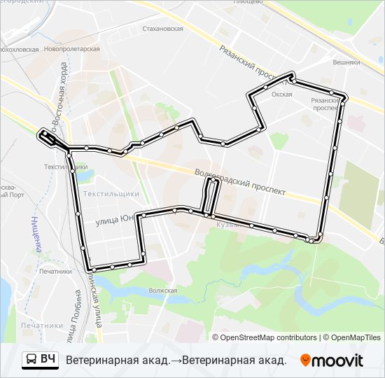 Автобус ВЧ: карта маршрута