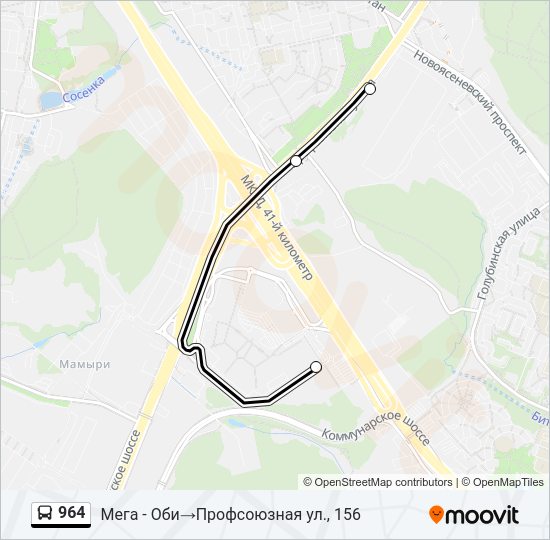 Автобус 964: карта маршрута