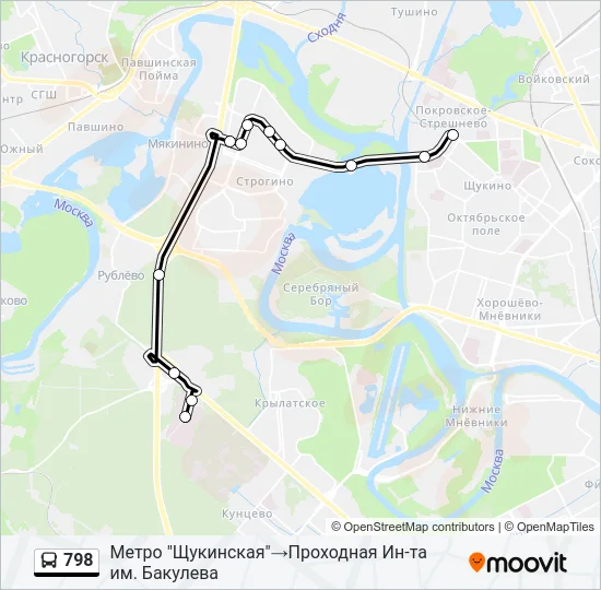 Автобус 798: карта маршрута