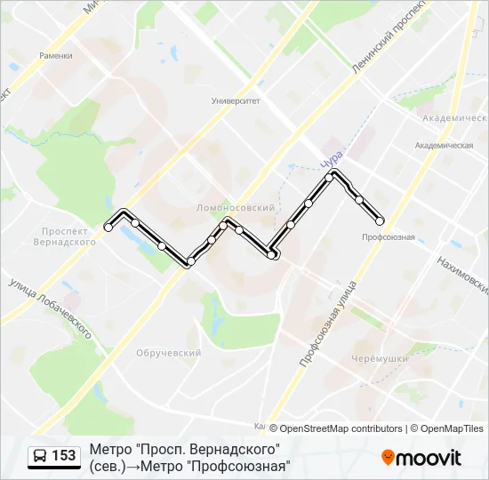 Автобус 153: карта маршрута