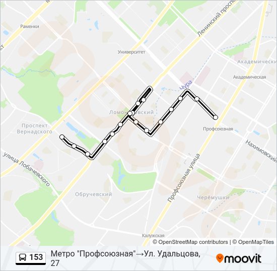 Автобус 153: карта маршрута