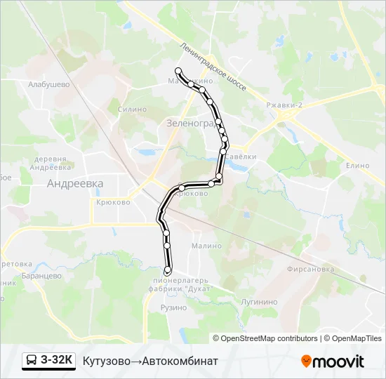 Автобус З-32К: карта маршрута