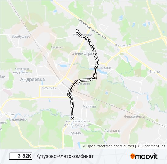 Автобус З-32К: карта маршрута