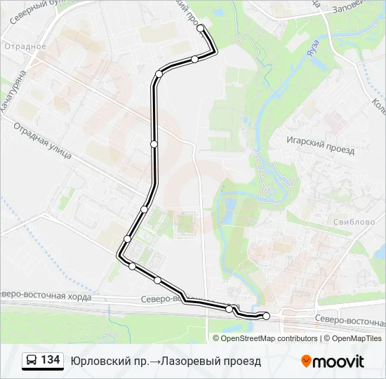 Автобус 134: карта маршрута