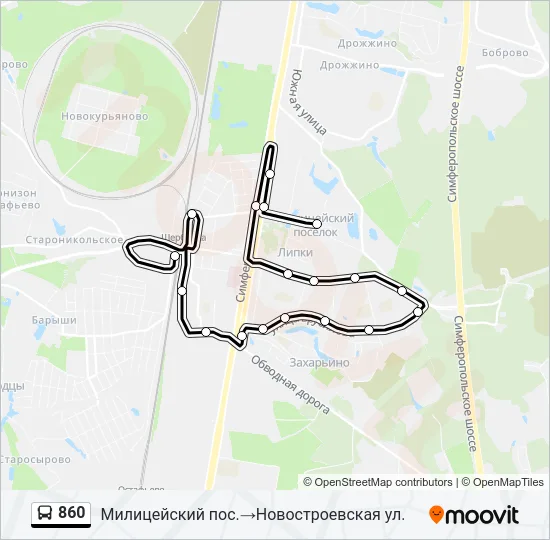 Автобус 860: карта маршрута