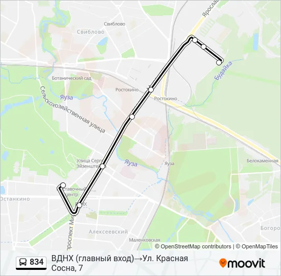 834 Bus Line Map
